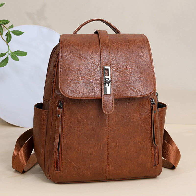 Damen-Lederrucksack mit diebstahlsicherem Design