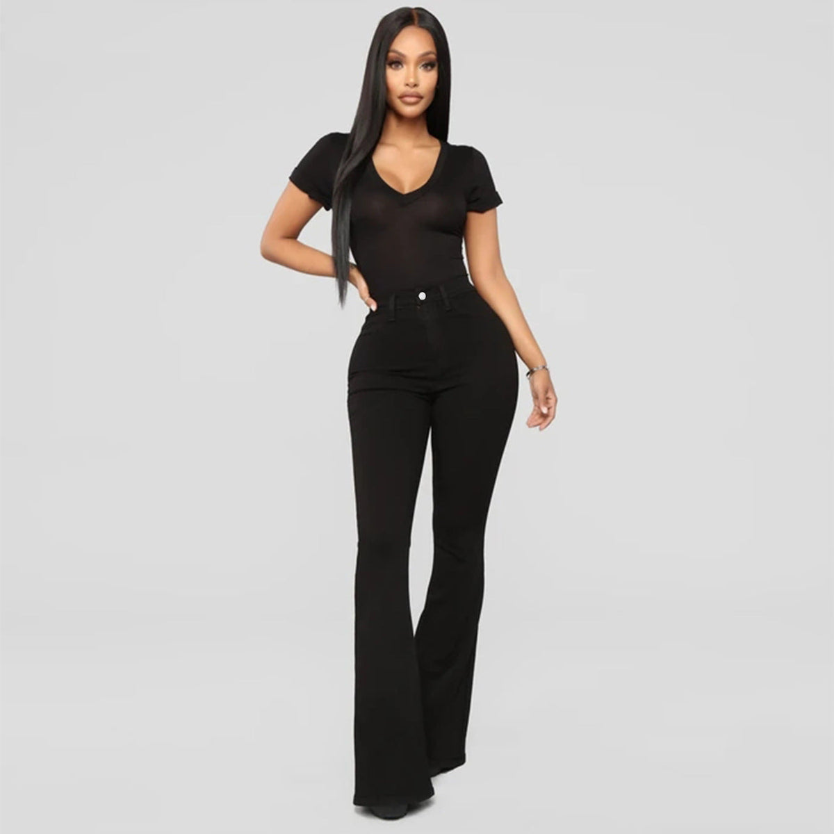 Jeans da donna a vita alta modello “Demon” con gamba dritta
