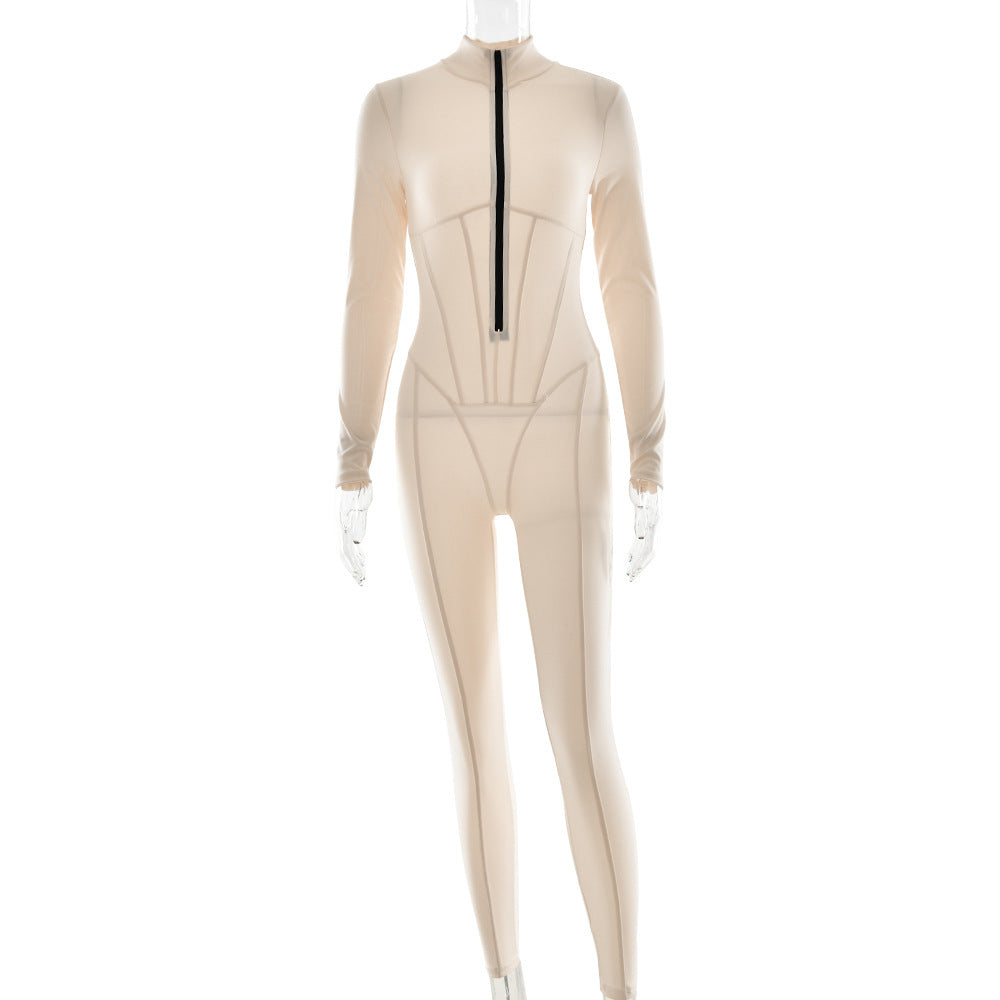 Damen Sportlicher Langarmanzug mit hochwertigem Reißverschluss und figurformendem Design Drune