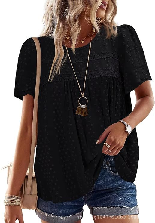 Damen Bluse mit besticktem Kragen und Rüschendetails Drune