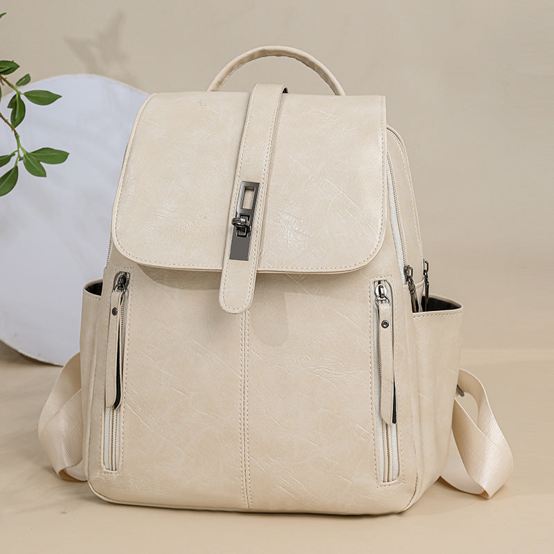 Damen-Lederrucksack mit diebstahlsicherem Design