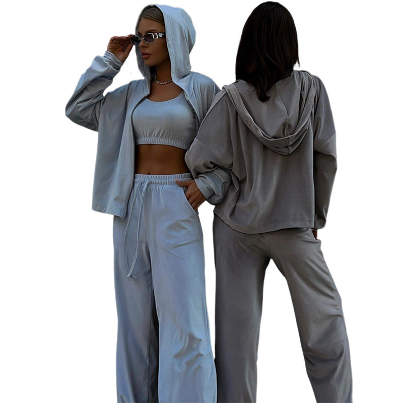 Damen Sportliches Lounge-Set mit lässigem Hoodie und elastischen Hosen Drune