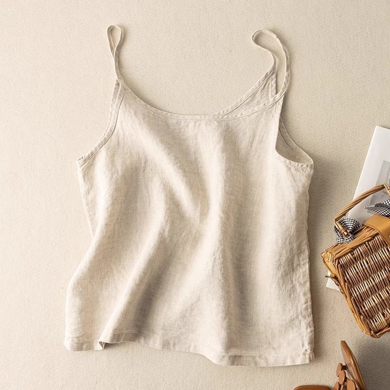 Damen Leichtes Leinen-Camisole-Top Drune