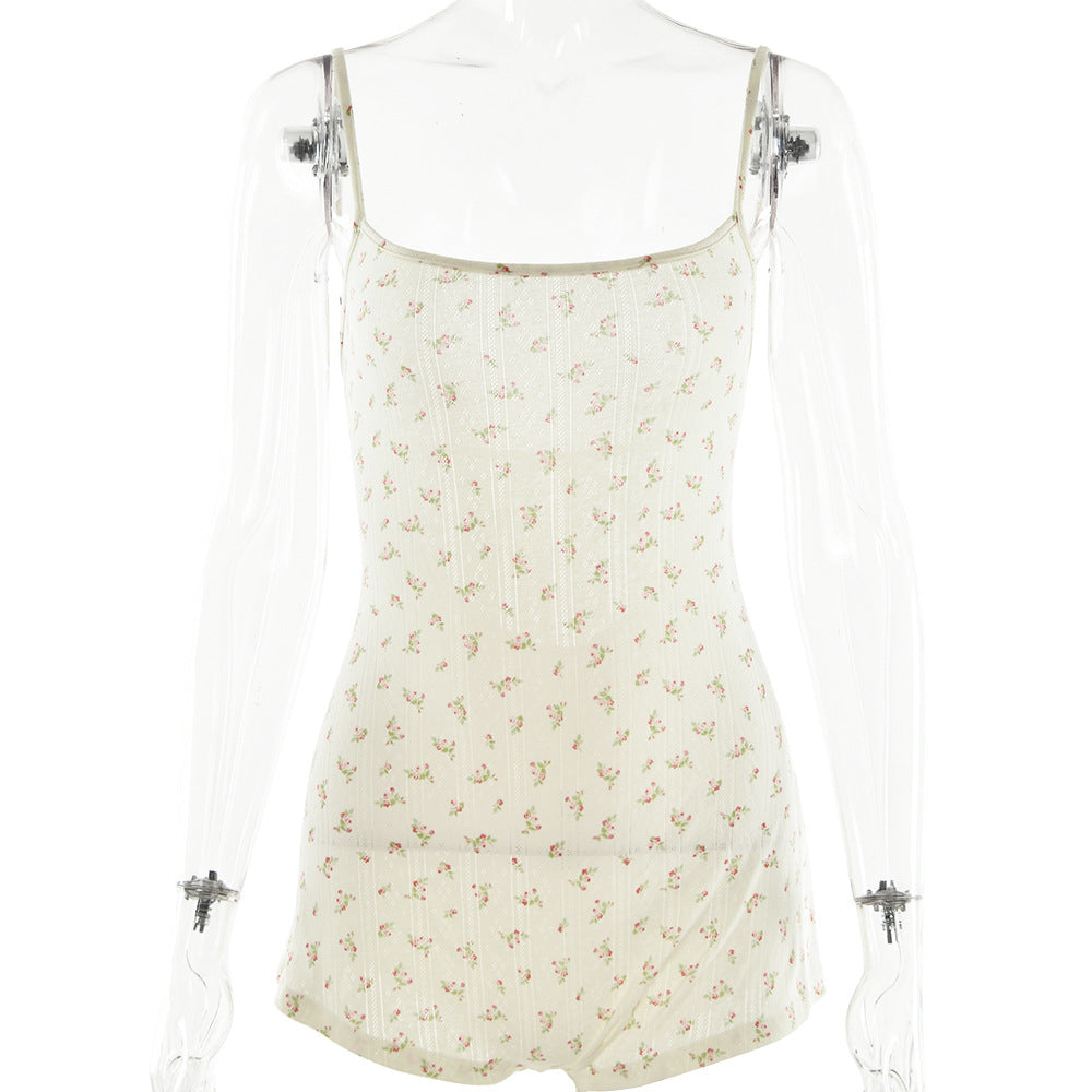 Damen Blütenmuster Spitzenbodysuit Drune