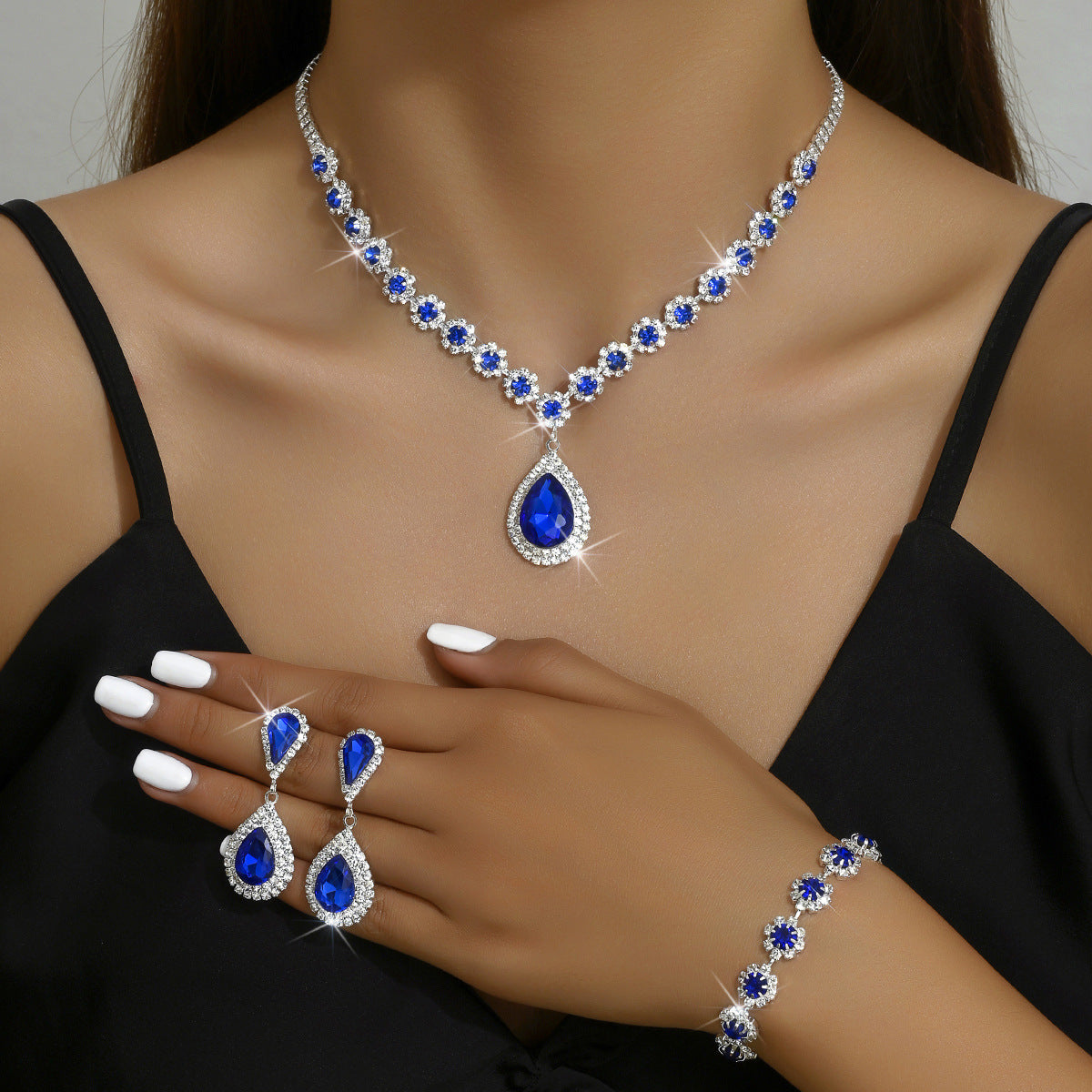 Drune - Galvanisiertes Strass-Schmuckset