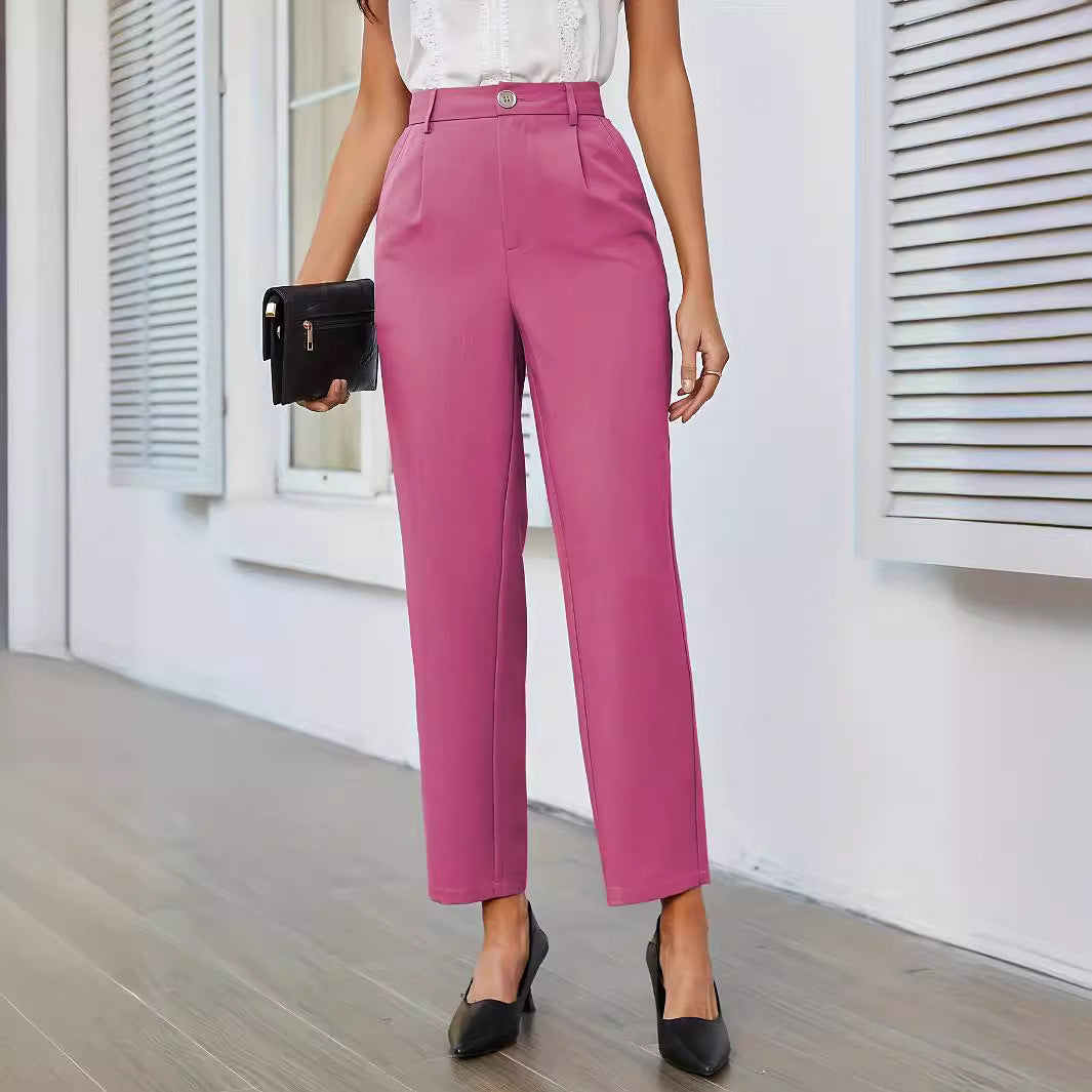 Damen Elegante Hochtaillierte Bundfaltenhose Drune