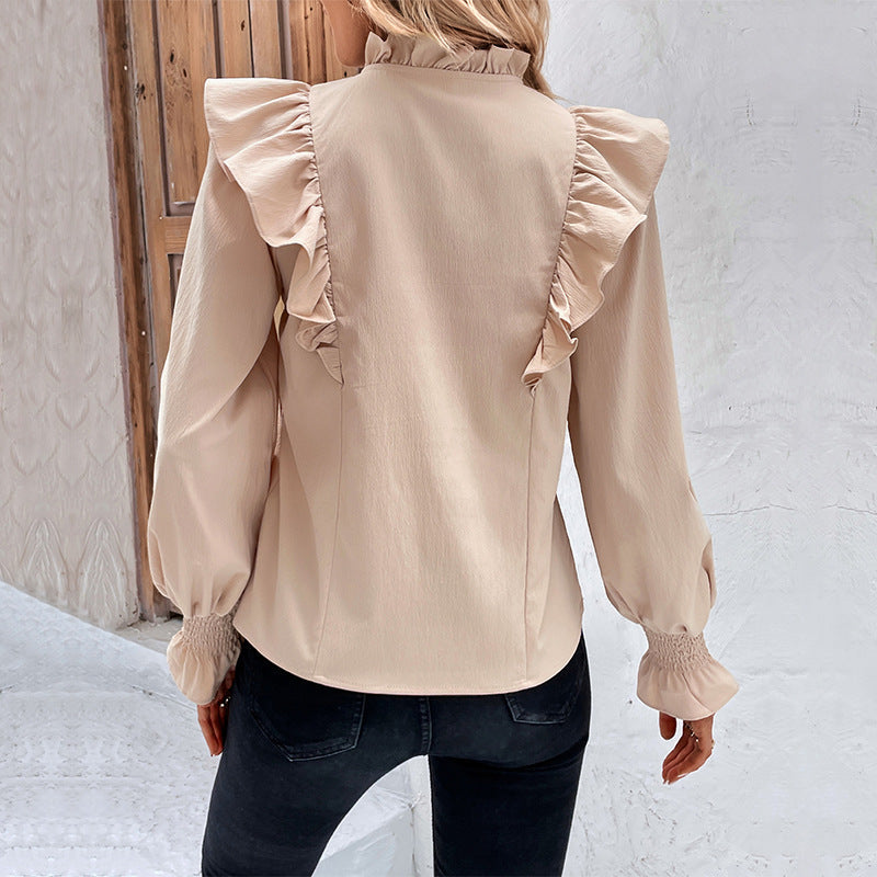 Damen Bluse mit eleganten Rüschendetails und verspieltem Kordelzug Drune