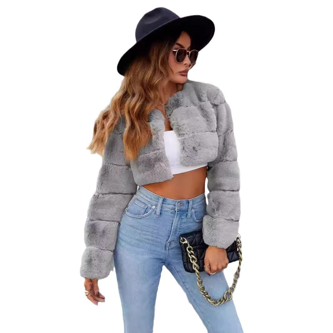 Damen Kuschelige Shortjacke mit gestepptem Design Drune