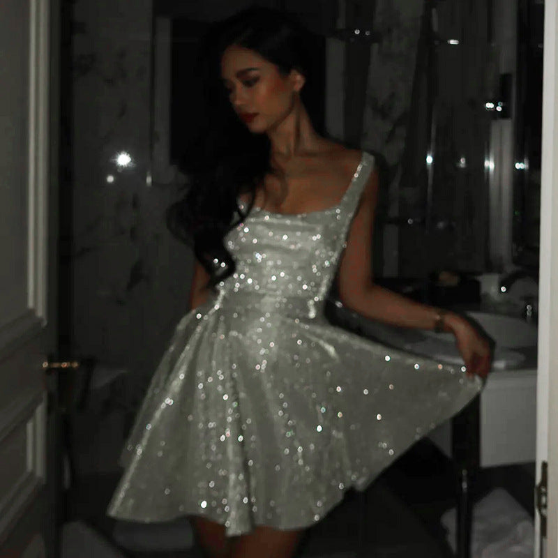 Damen A-Linien Glitzerkleid Drune