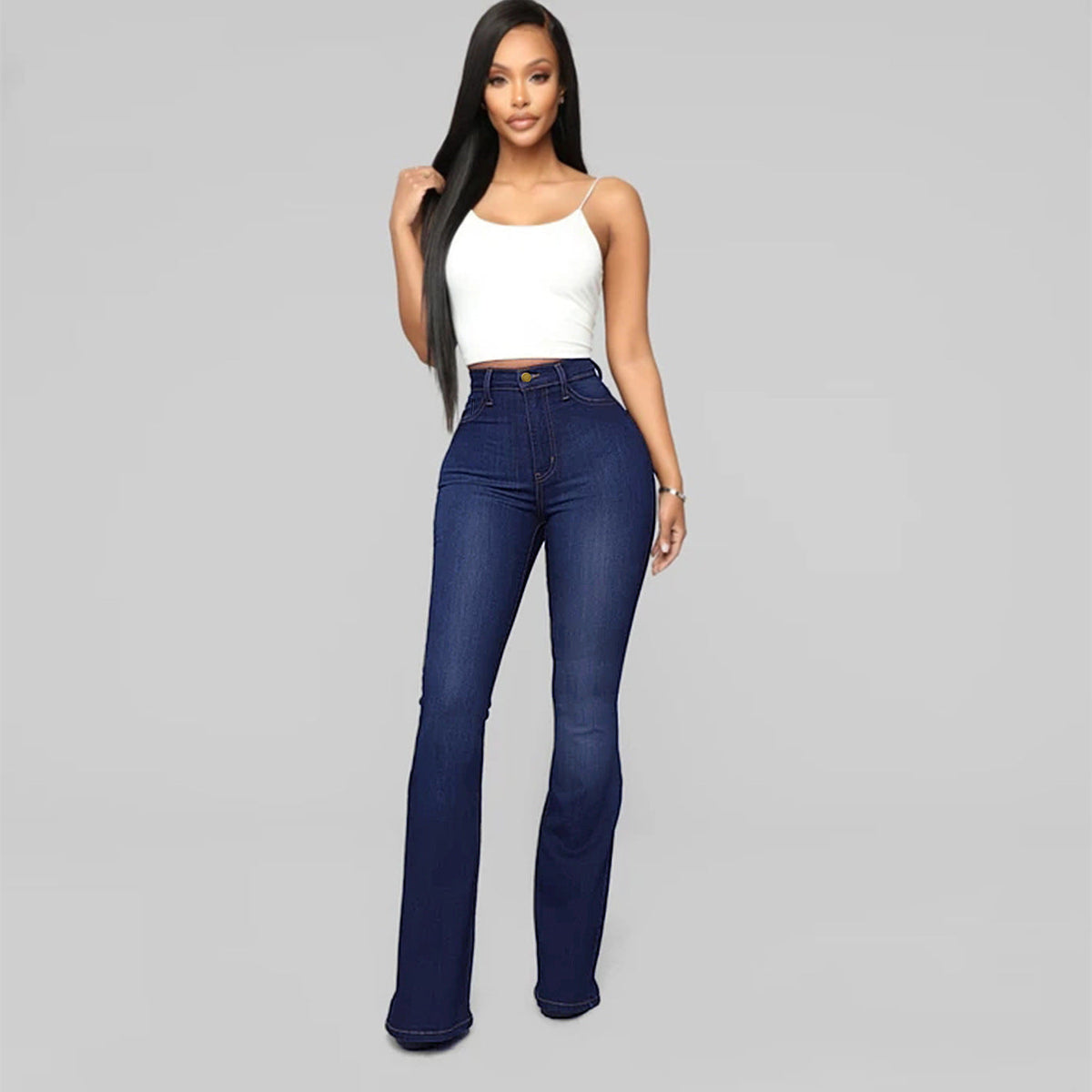 Jeans da donna a vita alta modello “Demon” con gamba dritta