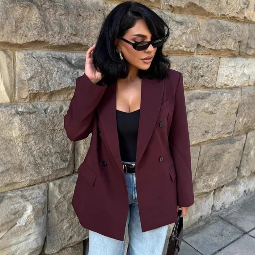 Damen Doppelt geöffneter Blazer mit elegantem Schnitt und feinen Details Drune