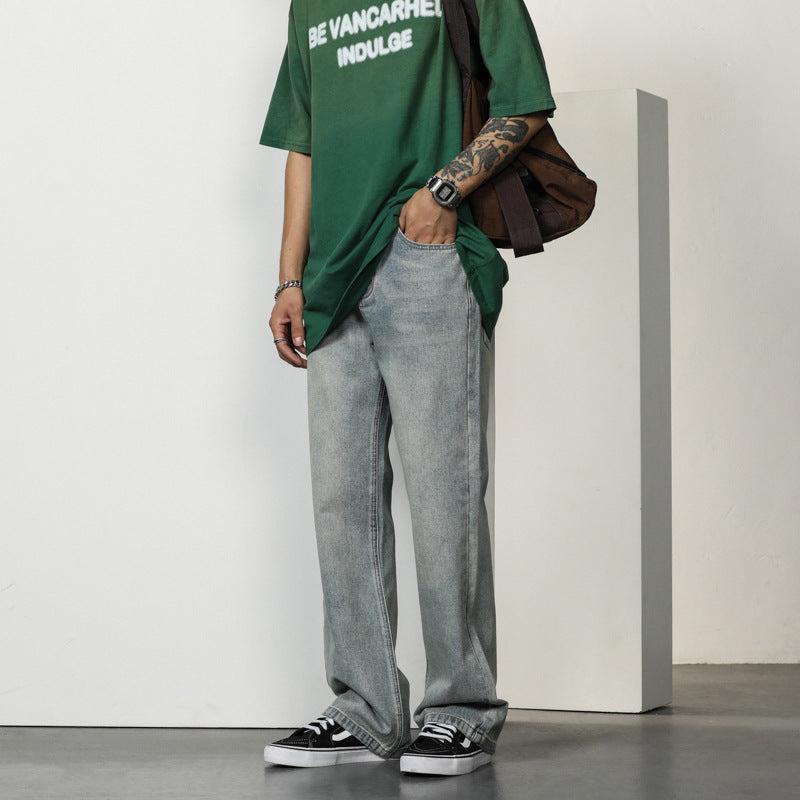 Jeans da uomo dal taglio bootcut, comodi, con vita alta e linea casual
