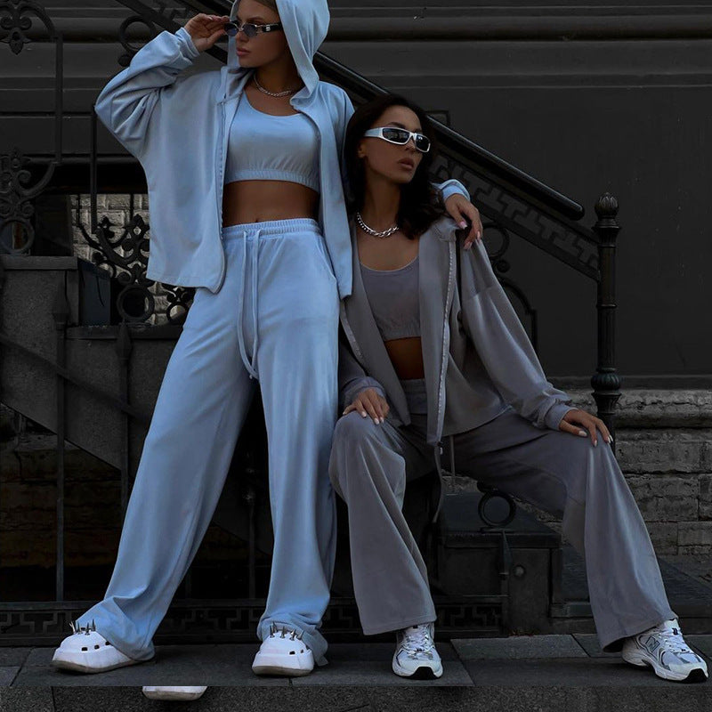 Damen Sportliches Lounge-Set mit lässigem Hoodie und elastischen Hosen Drune