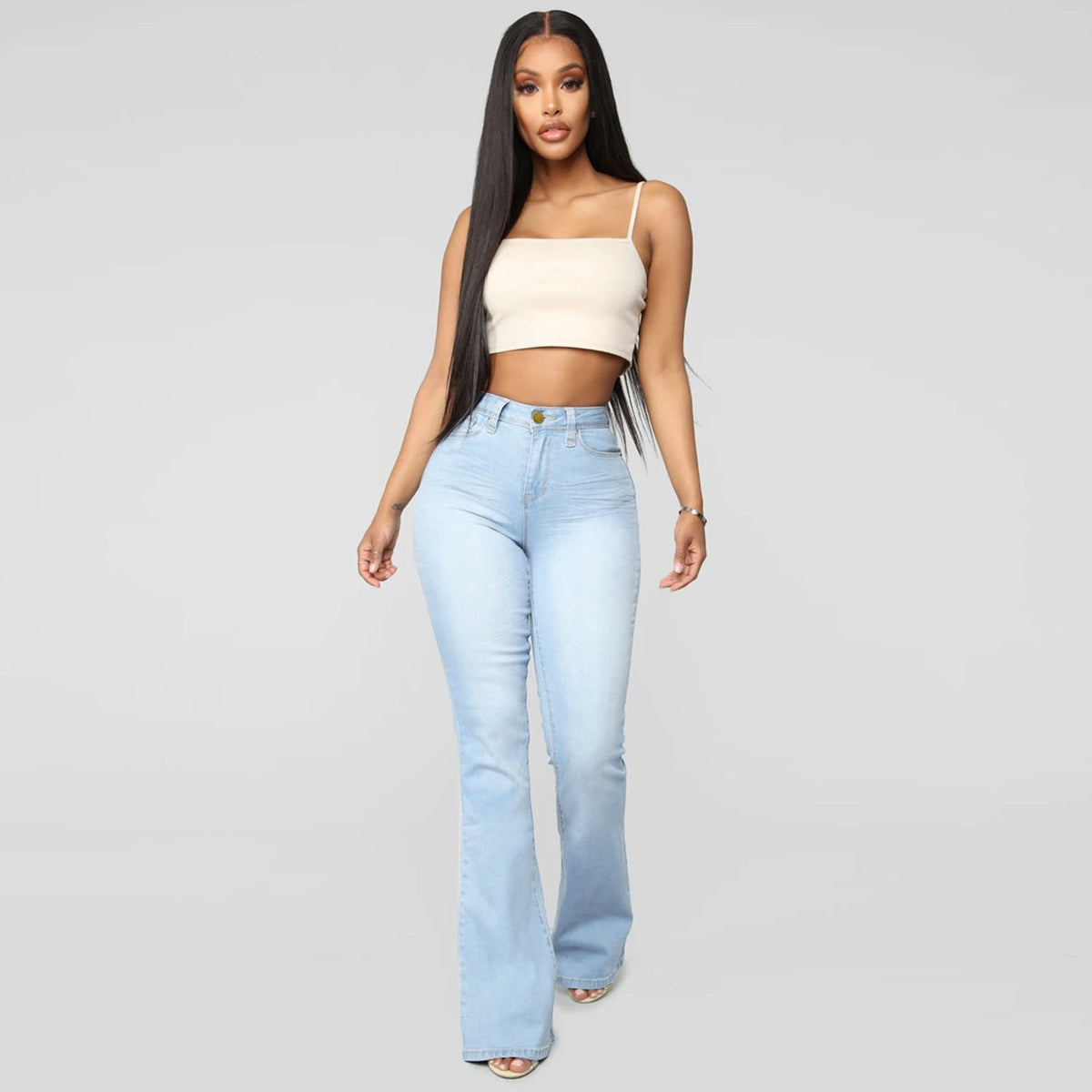Jeans da donna a vita alta modello “Demon” con gamba dritta