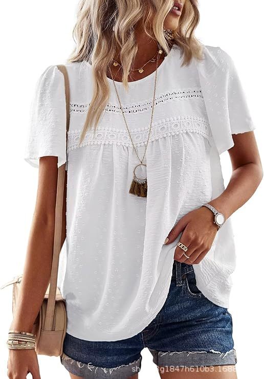 Damen Bluse mit besticktem Kragen und Rüschendetails Drune