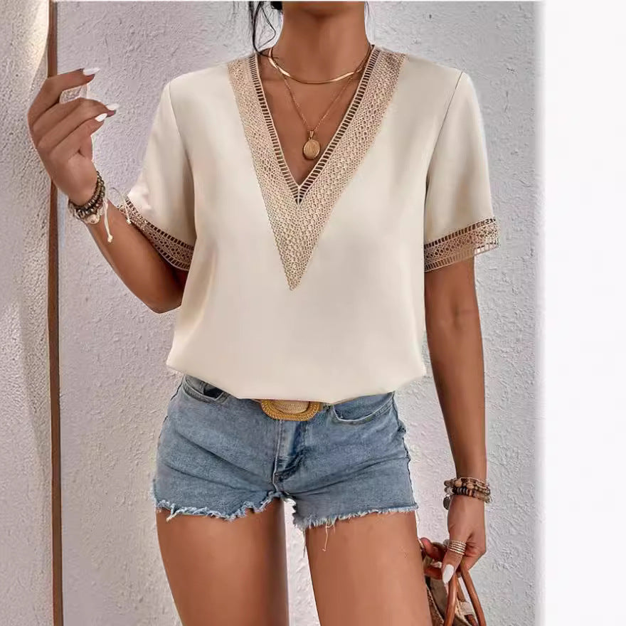 Damen Bluse mit filetartigen Verzierungen Drune