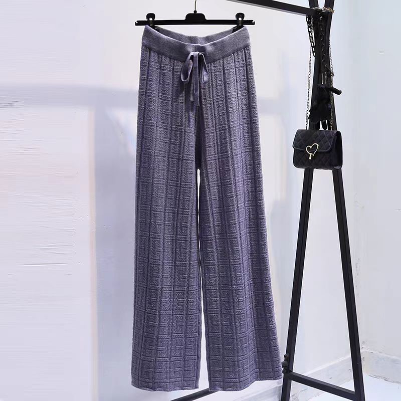Damen Weit geschnittene Leinenhose mit elastischem Bund und gestreiftem Design Drune