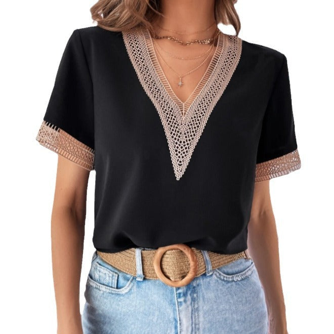 Damen Bluse mit filetartigen Verzierungen Drune