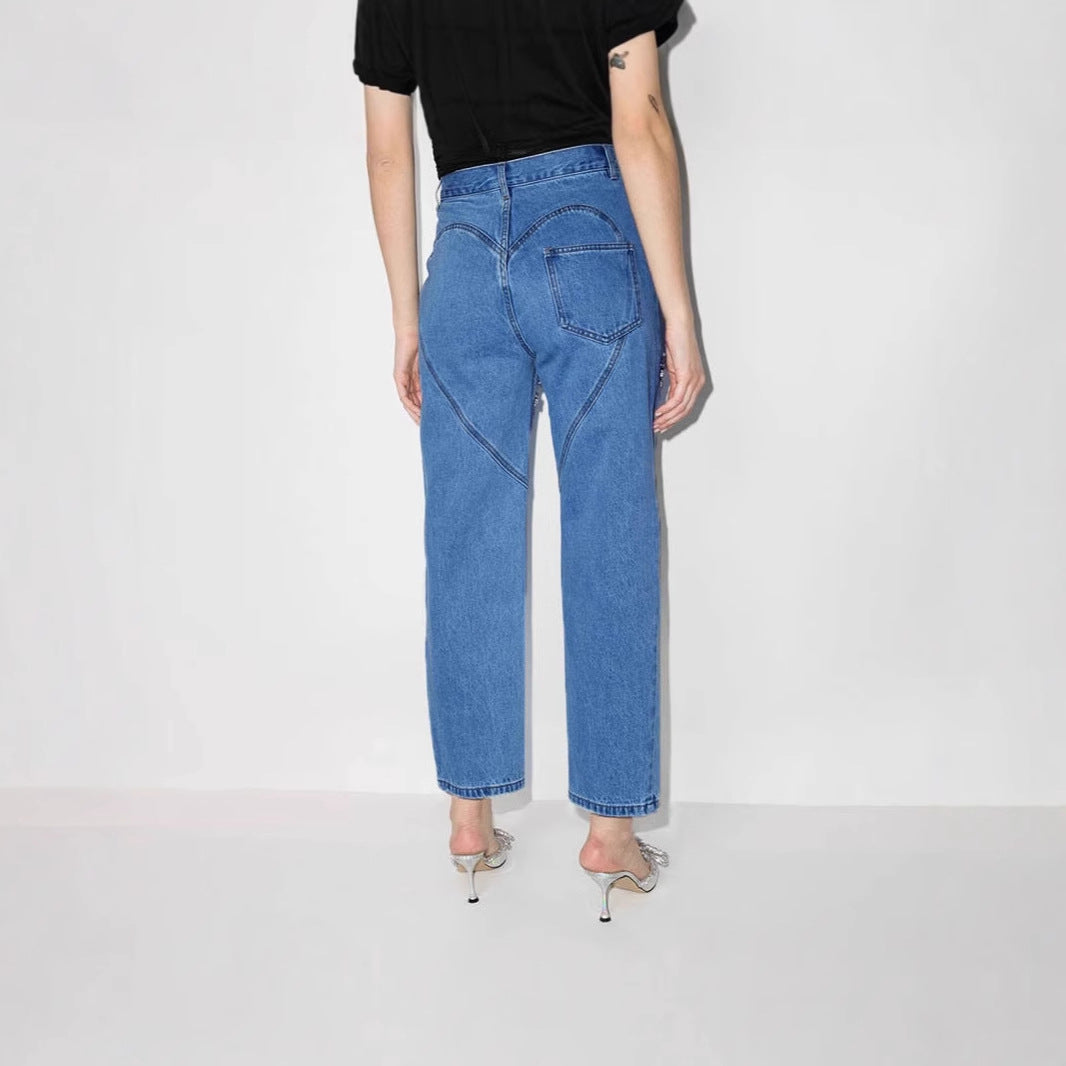 Jeans da donna con cut-out e dettagli scintillanti