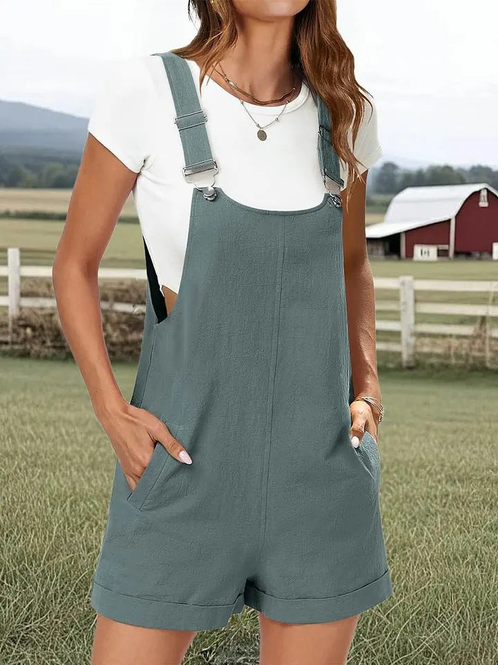 Drune | Verstellbare, lässige und locker sitzende kurze Damen-Latzhose