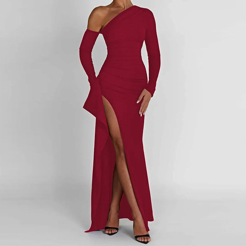 Damen Abendkleid mit asymmetrischem Design und eleganten Drapierungen Drune