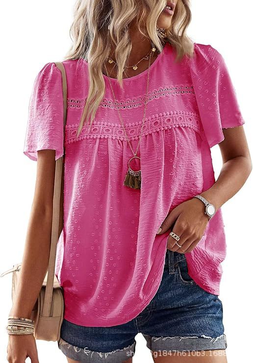 Damen Bluse mit besticktem Kragen und Rüschendetails Drune