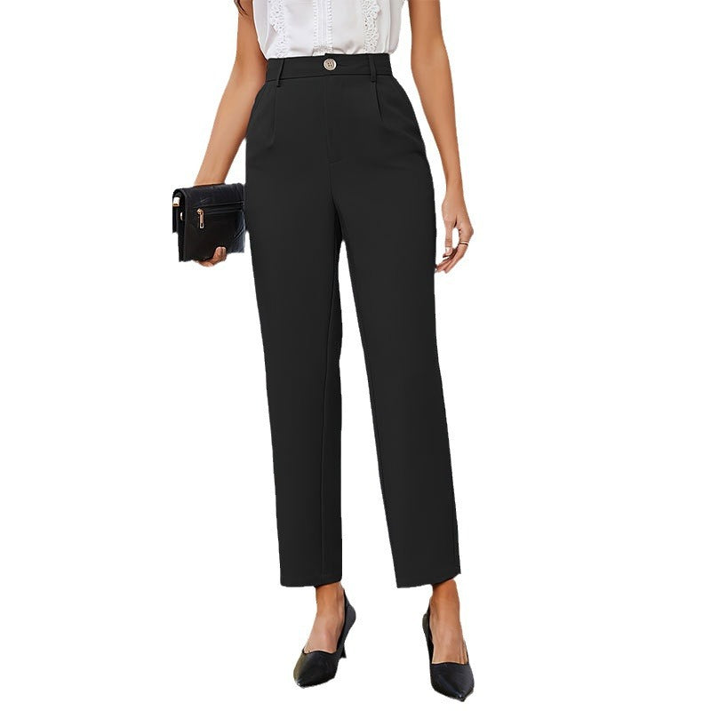 Damen Elegante Hochtaillierte Bundfaltenhose Drune