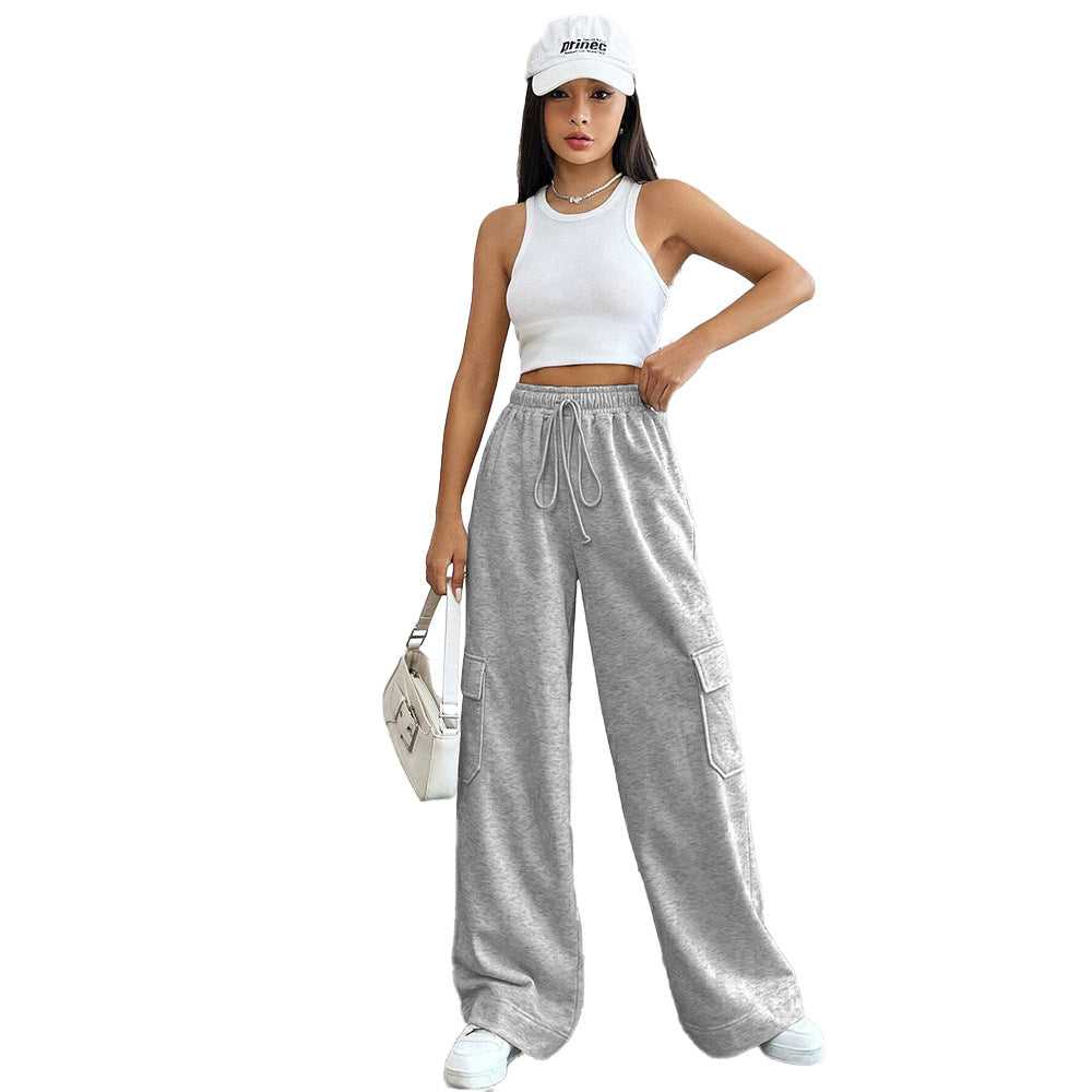 Damen Cargo-Hose mit weitem Schnitt und elastischem Bund Drune
