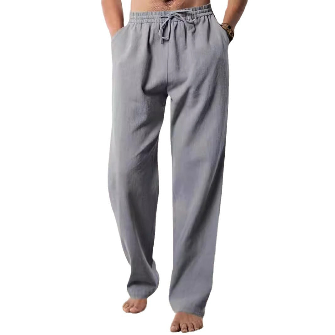 Pantaloni da uomo comodi in lino con cintura regolabile