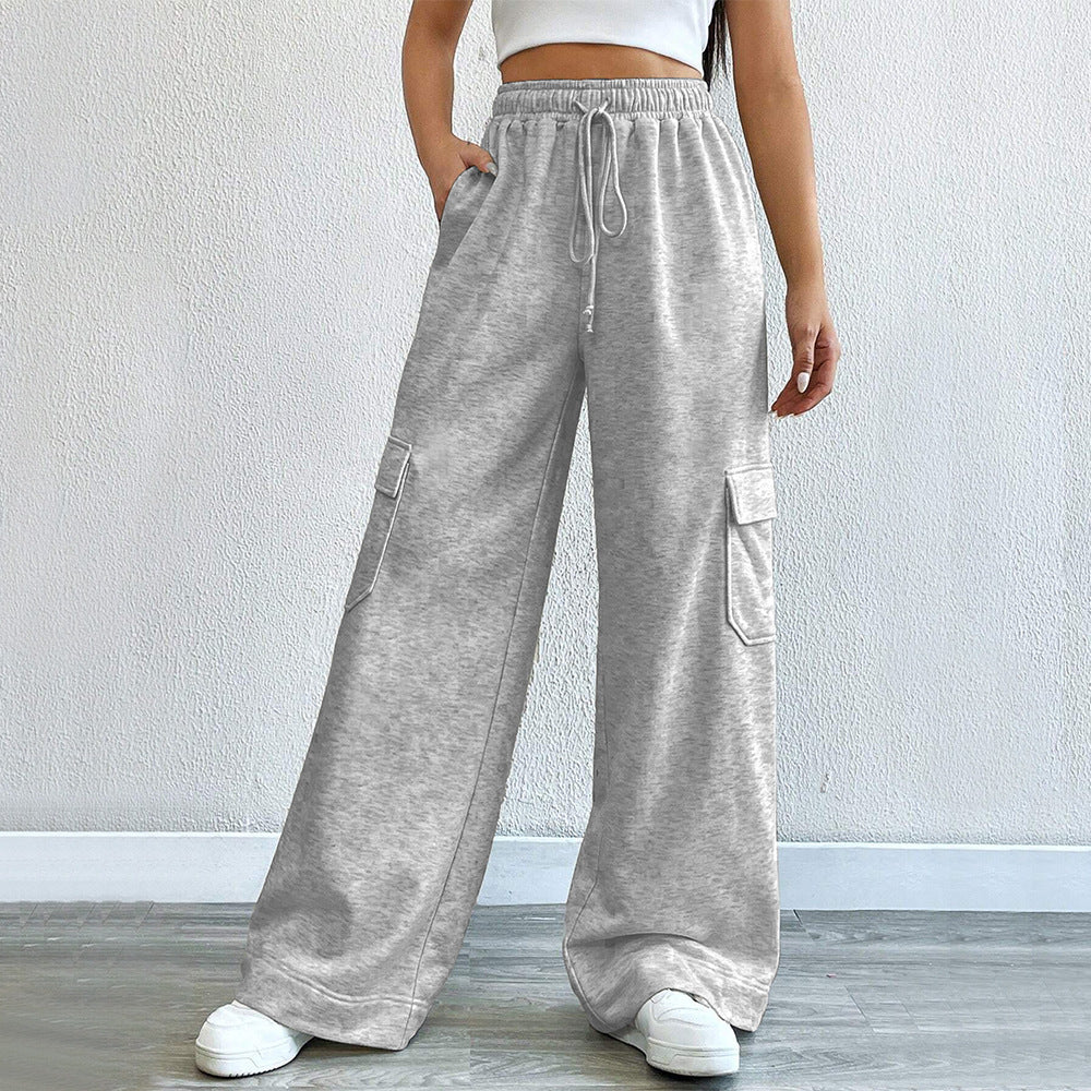 Damen Cargo-Hose mit weitem Schnitt und elastischem Bund Drune