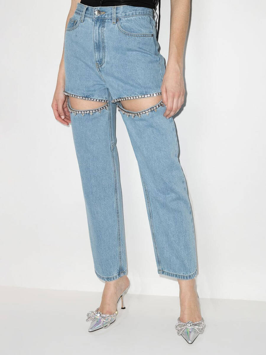 Jeans da donna con cut-out e dettagli scintillanti