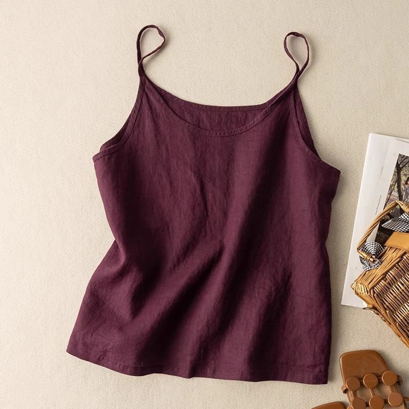 Damen Leichtes Leinen-Camisole-Top Drune