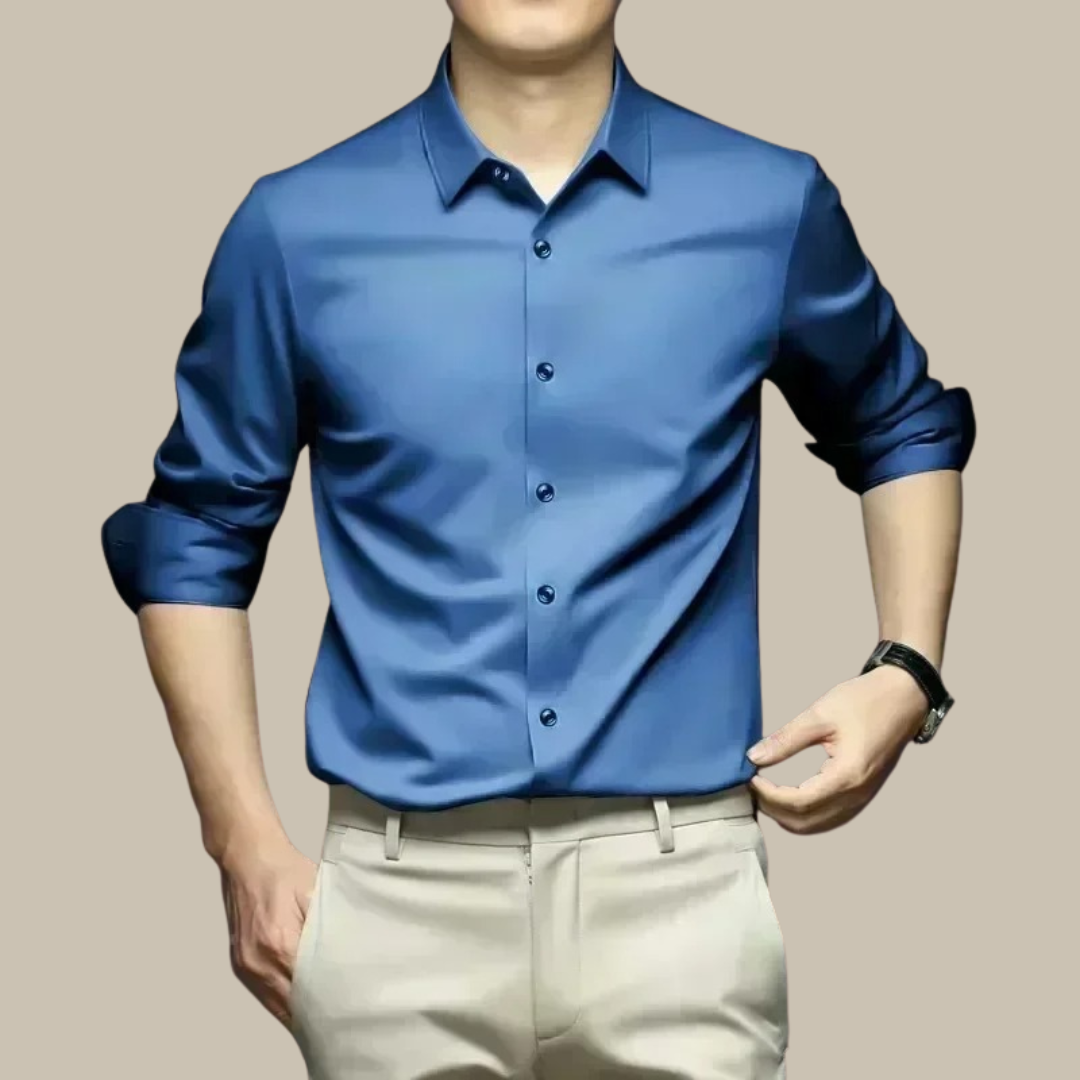 Camicia da uomo in seta, lussuosa e casual