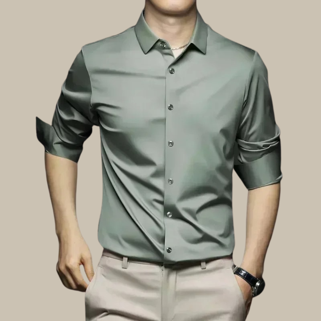 Camicia da uomo in seta, lussuosa e casual