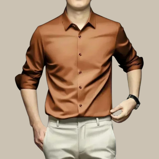 Camicia da uomo in seta, lussuosa e casual