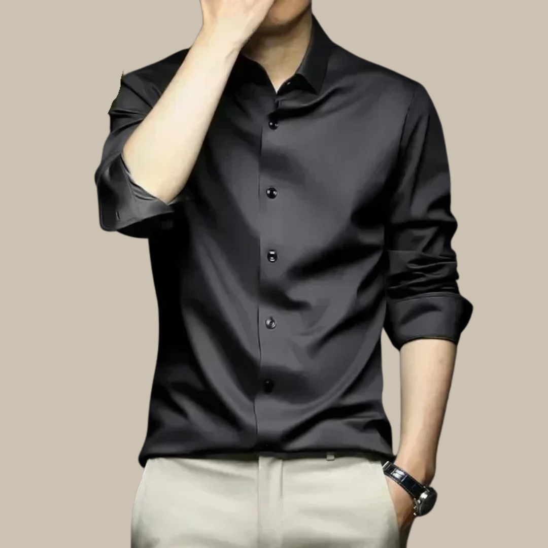 Camicia da uomo in seta, lussuosa e casual