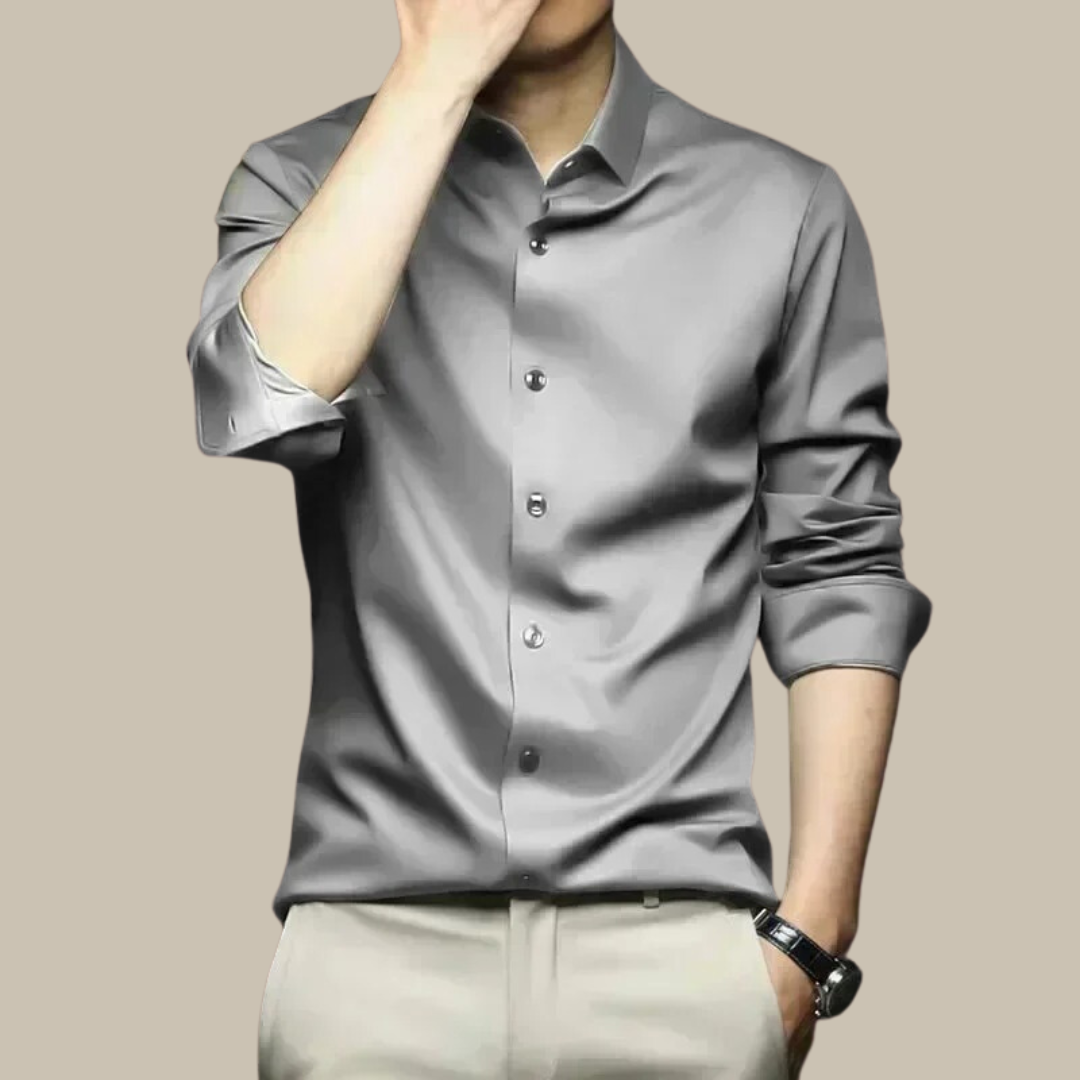 Camicia da uomo in seta, lussuosa e casual