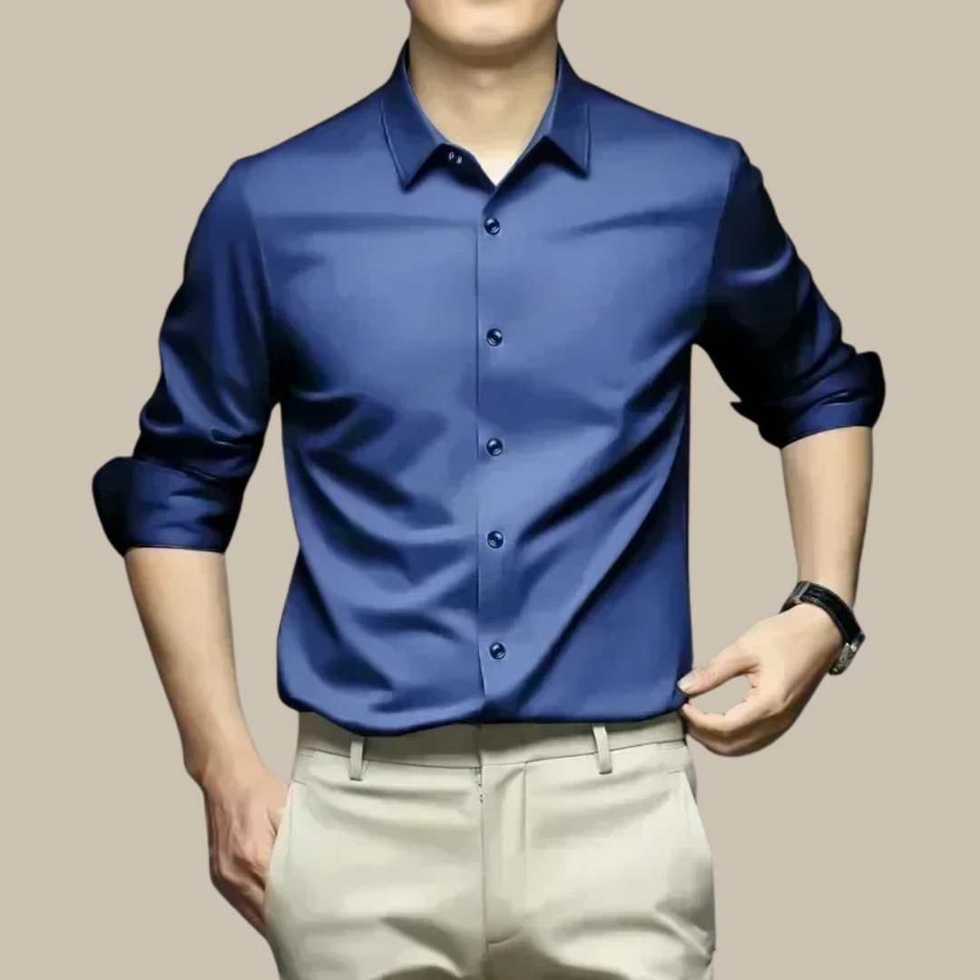 Camicia da uomo in seta, lussuosa e casual