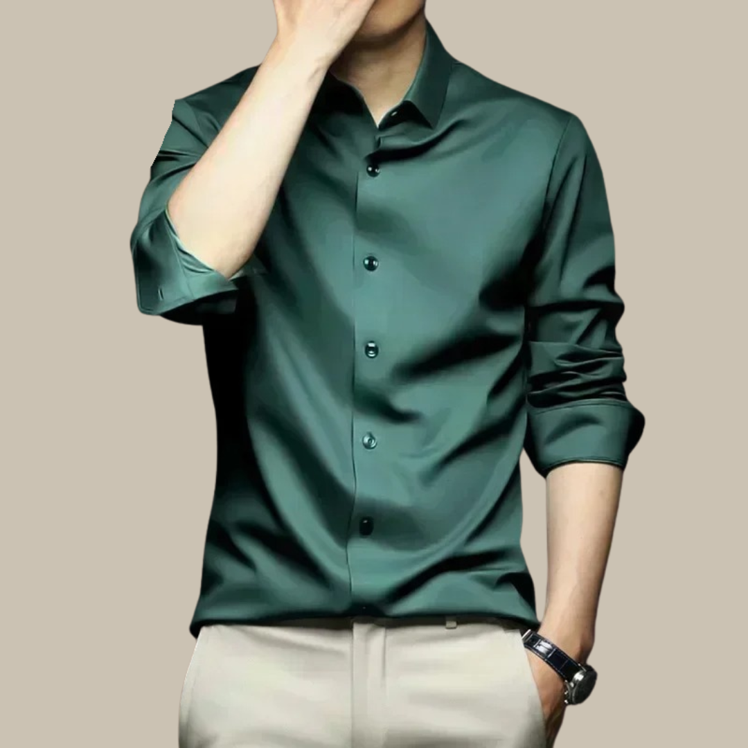 Camicia da uomo in seta, lussuosa e casual
