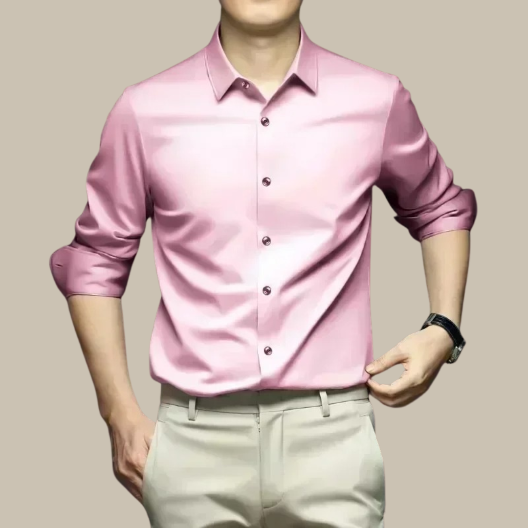 Camicia da uomo in seta, lussuosa e casual