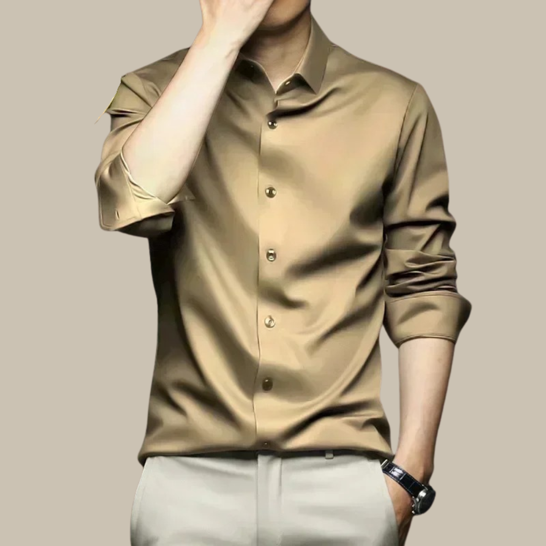Camicia da uomo in seta, lussuosa e casual