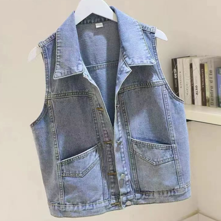 Lore Voss \  Gilet in denim con perla