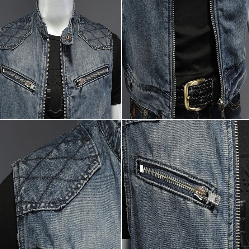 Giacca jeans vintage da uomo effetto consumato
