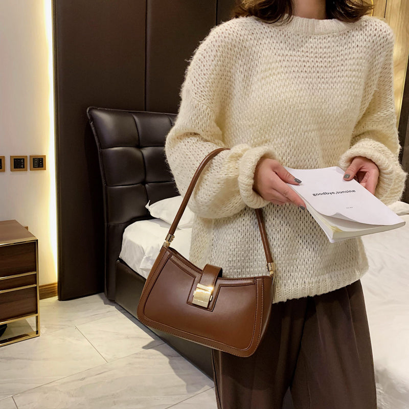 Drune Stilvolle Linke Schultertasche | Damen Designer Handtasche mit Reißverschluss