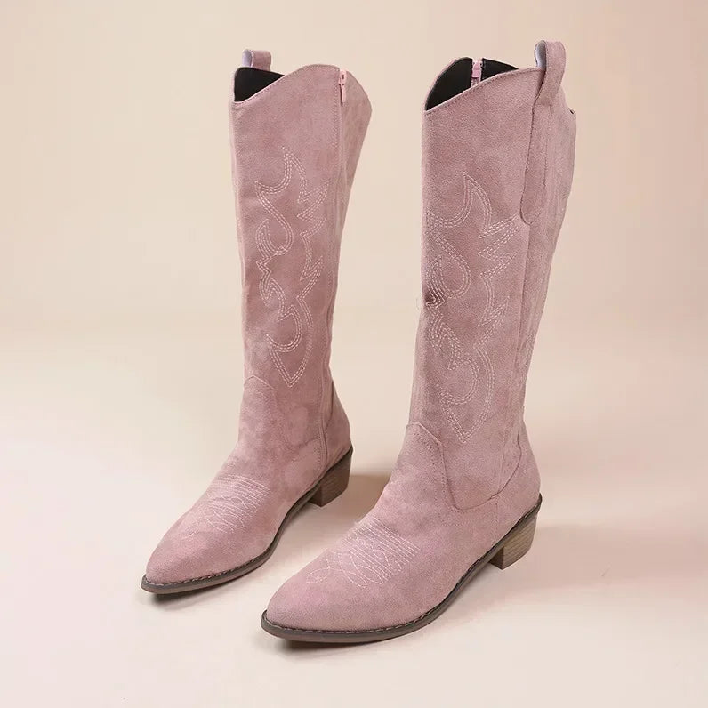 Drune | Kniehohe Cowboystiefel Stickerei Detail