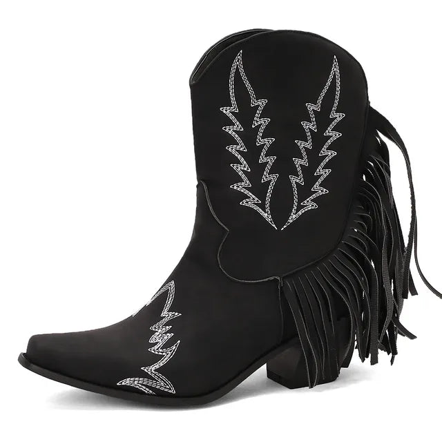 Damen-Cowboy-Stiefeletten mit Fransenquasten