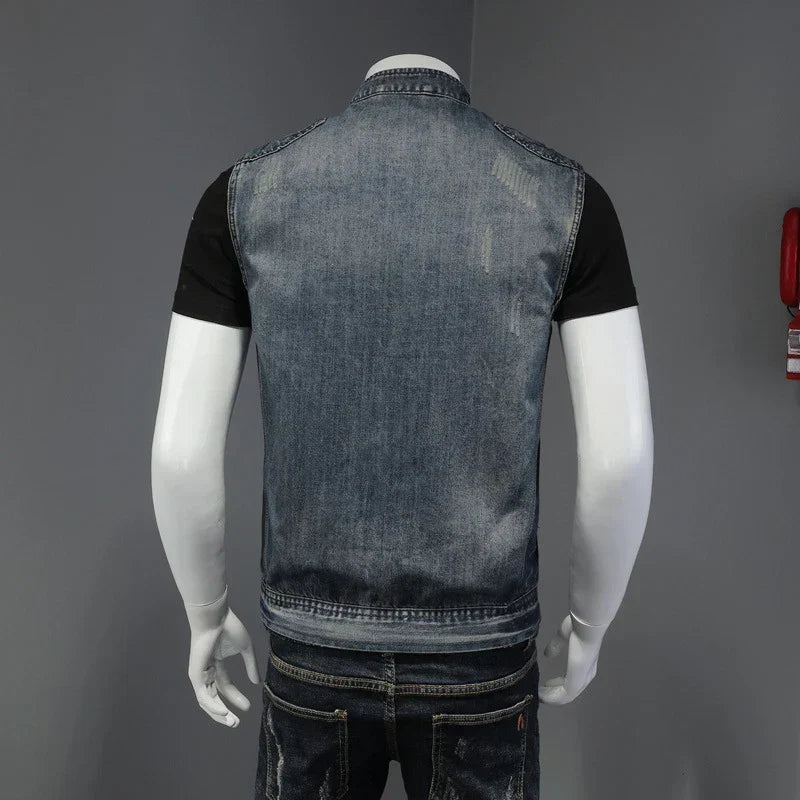 Giacca jeans vintage da uomo effetto consumato