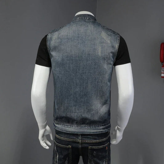 Giacca jeans vintage da uomo effetto consumato