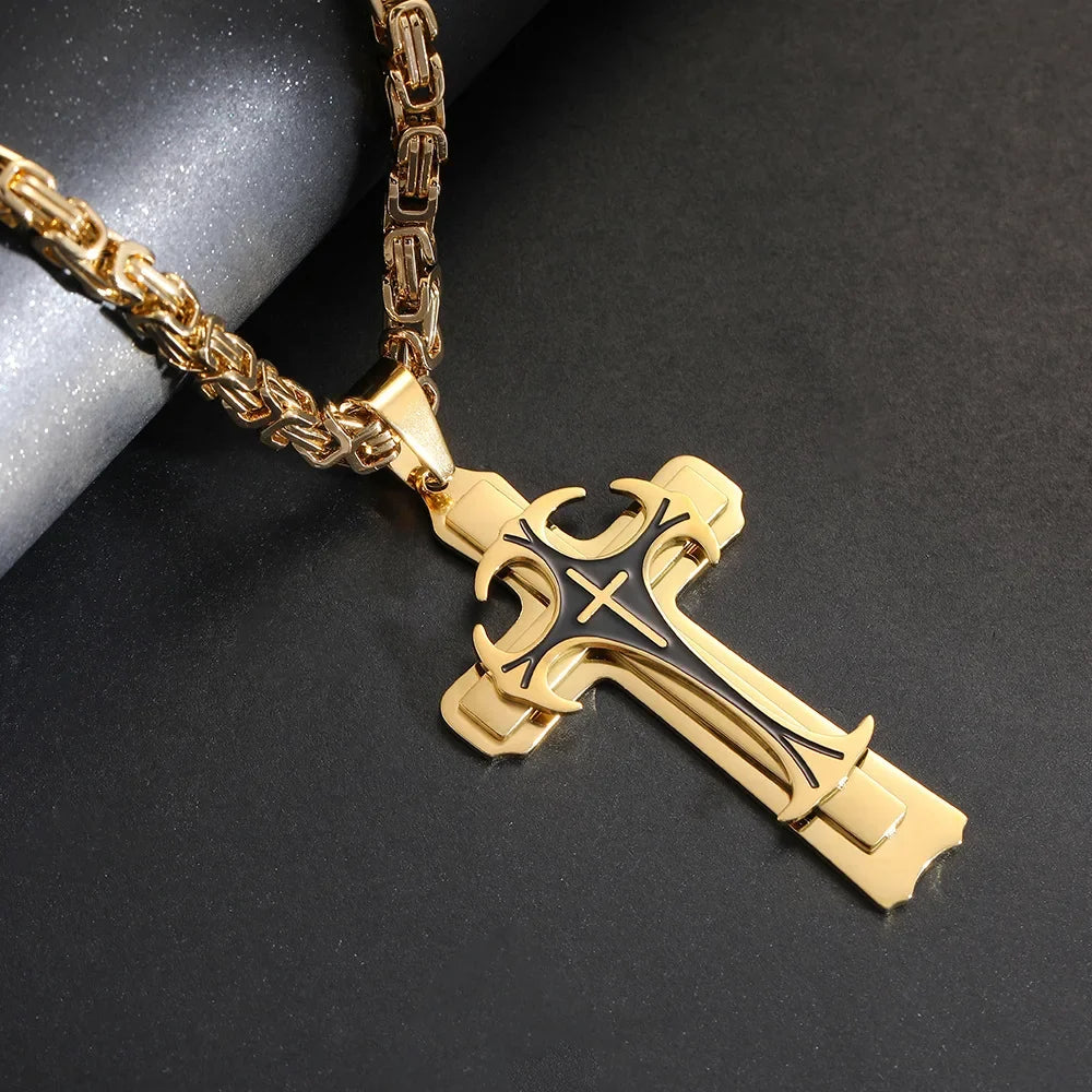 Drune | Byzantinisches Kreuzanhänger Für Herren in Gold