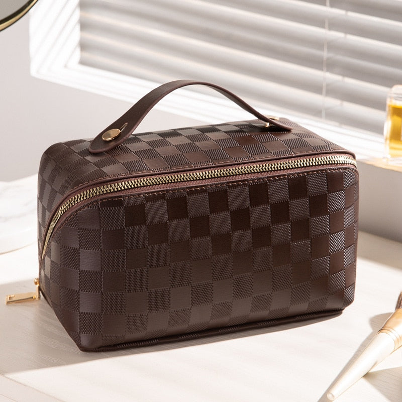 Drune | Luxuriöse karierte Kosmetiktasche